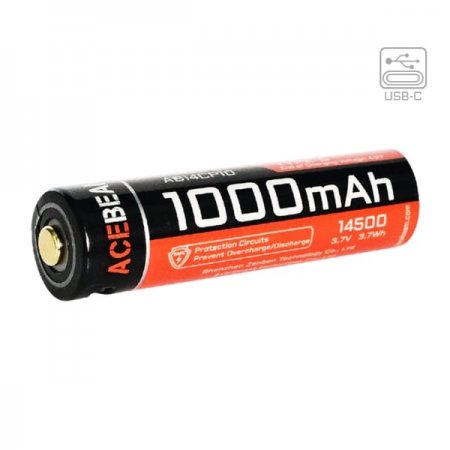 Batteri Acebeam 14500 1000mAh med USB-C