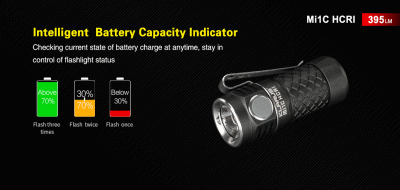 FICKLAMPA EDC KLARUS Mi1C HI CRI NICHIA NVSW219CT 5000K 395 LUMEN INKL BATTERI