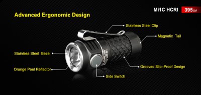 FICKLAMPA EDC KLARUS Mi1C HI CRI NICHIA NVSW219CT 5000K 395 LUMEN INKL BATTERI