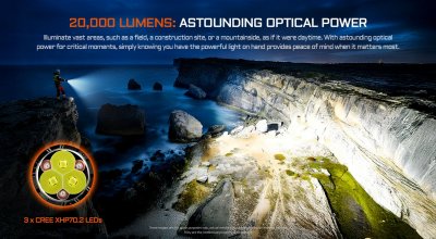 Acebeam X30 CREE XHP70.3 6500K 18000 lumen 680m + röd