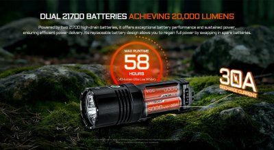 Acebeam X30 CREE XHP70.3 6500K 18000 lumen 680m + röd