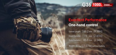 FICKLAMPA KLARUS G35, 2000 LUMEN