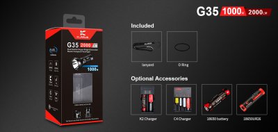 FICKLAMPA KLARUS G35, 2000 LUMEN