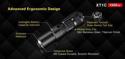 Ficklampa Klarus XT1C 2018 1000 lumen