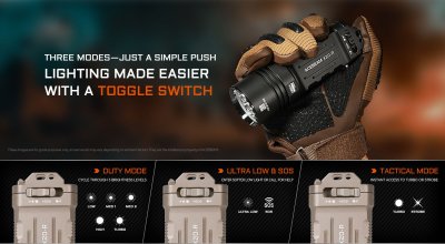 Taktisk söklampa Acebeam X20-R 8 x CREE XP-LR HI 6500K 9000 Lumen Desert