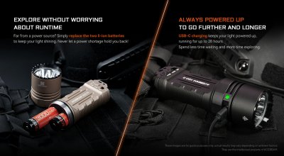 Taktisk söklampa Acebeam X20-R 8 x CREE XP-LR HI 6500K 9000 Lumen Svart