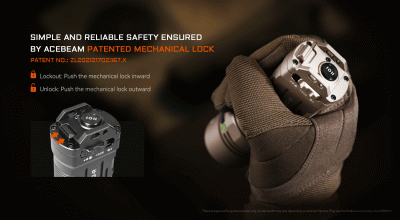 Taktisk söklampa Acebeam X20-R 8 x CREE XP-LR HI 6500K 9000 Lumen Svart