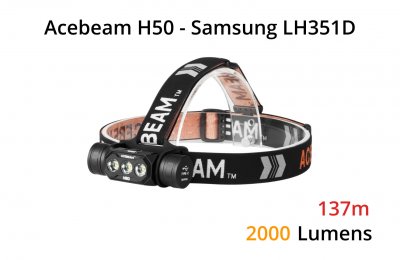 Pannlampa Acebeam H50 3x samsung LH351D 2000 lumen