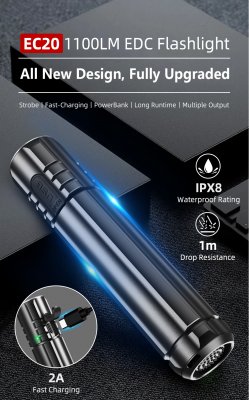 Ficklampa Klarus EC20 edc max 1100 lumen