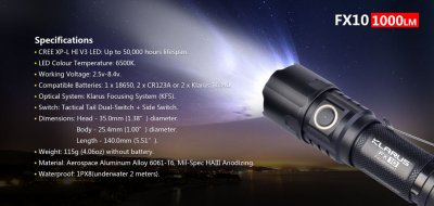 KLARUS FX10 1000 LUMEN ZOOM