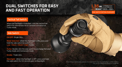 Ficklampa Acebeam L35 2.0 5000 lumen 6500K orange