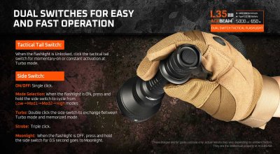 Ficklampa Acebeam L35 2.0 5000 lumen 6500K orange
