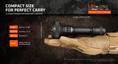 Ficklampa Acebeam L35 2.0 5000 lumen 6500K orange