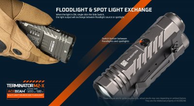 OBS!!! Demo Ficklampa Acebeam Terminator M2-X With RGB 6500K 3200 lumen