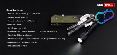 FICKLAMPA KLARUS MI6 120 LUMEN MINI EDC NYCKELRINGSLAMPA
