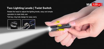 FICKLAMPA KLARUS MI6 120 LUMEN MINI EDC NYCKELRINGSLAMPA