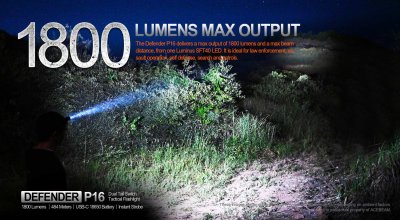 Ficklampa Acebeam P16 Defender 1800 lumen