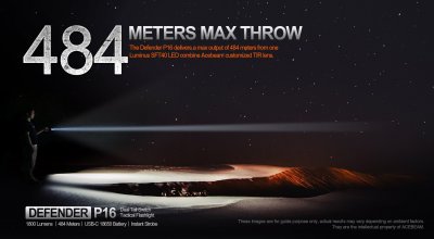 Ficklampa Acebeam P16 Defender 1800 lumen