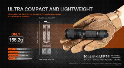 Ficklampa Acebeam P16 Defender 1800 lumen