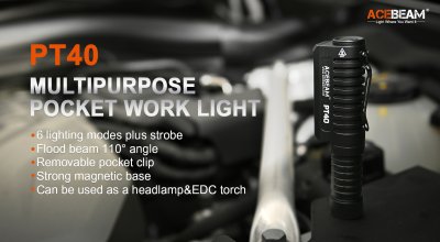Arbetslampa Acebeam PT40 6 x Samsung LHD351D 3000 lumen